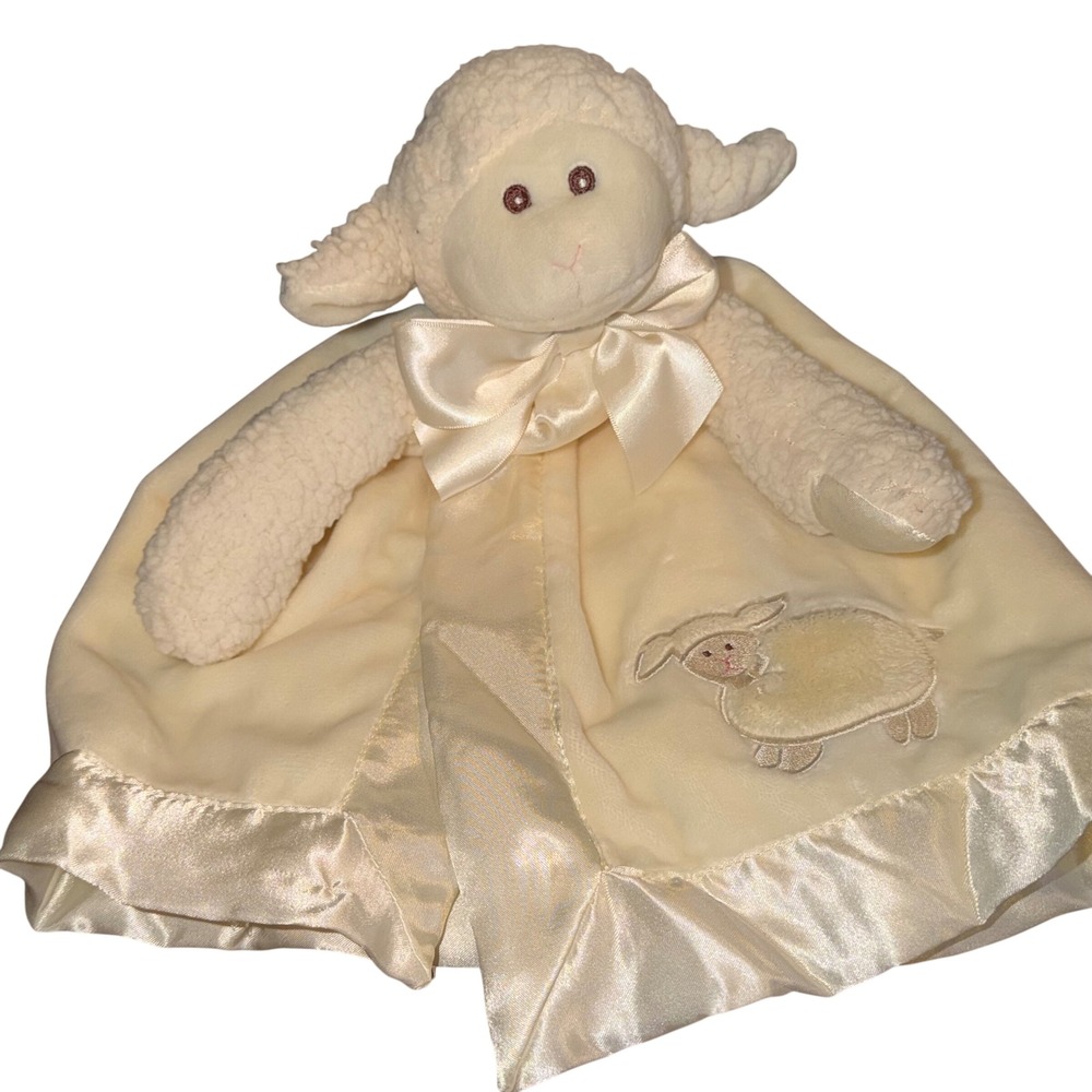 NWT Bearington Baby Lamby Snuggler Plush Lamb Security Blanket Cream Satin Lovey